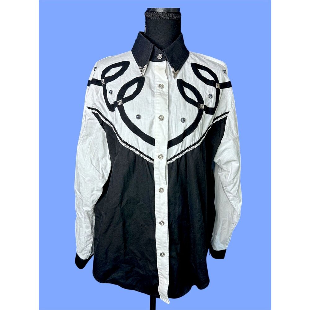 1849 Vtg‎ Womens Western Colorblock Shirt XL Country Rodeo Ranch Cowgirl Ornate